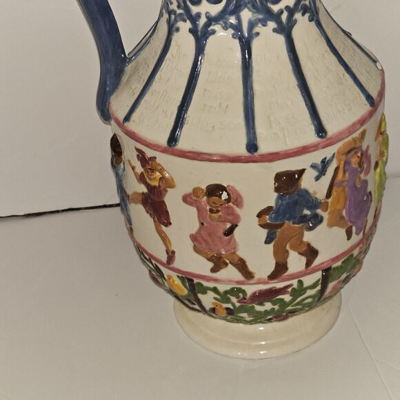Atlantic Mold Decorative German Painted Pitcher Old World Circa. 1970 Vintage - Picture 2 of 16